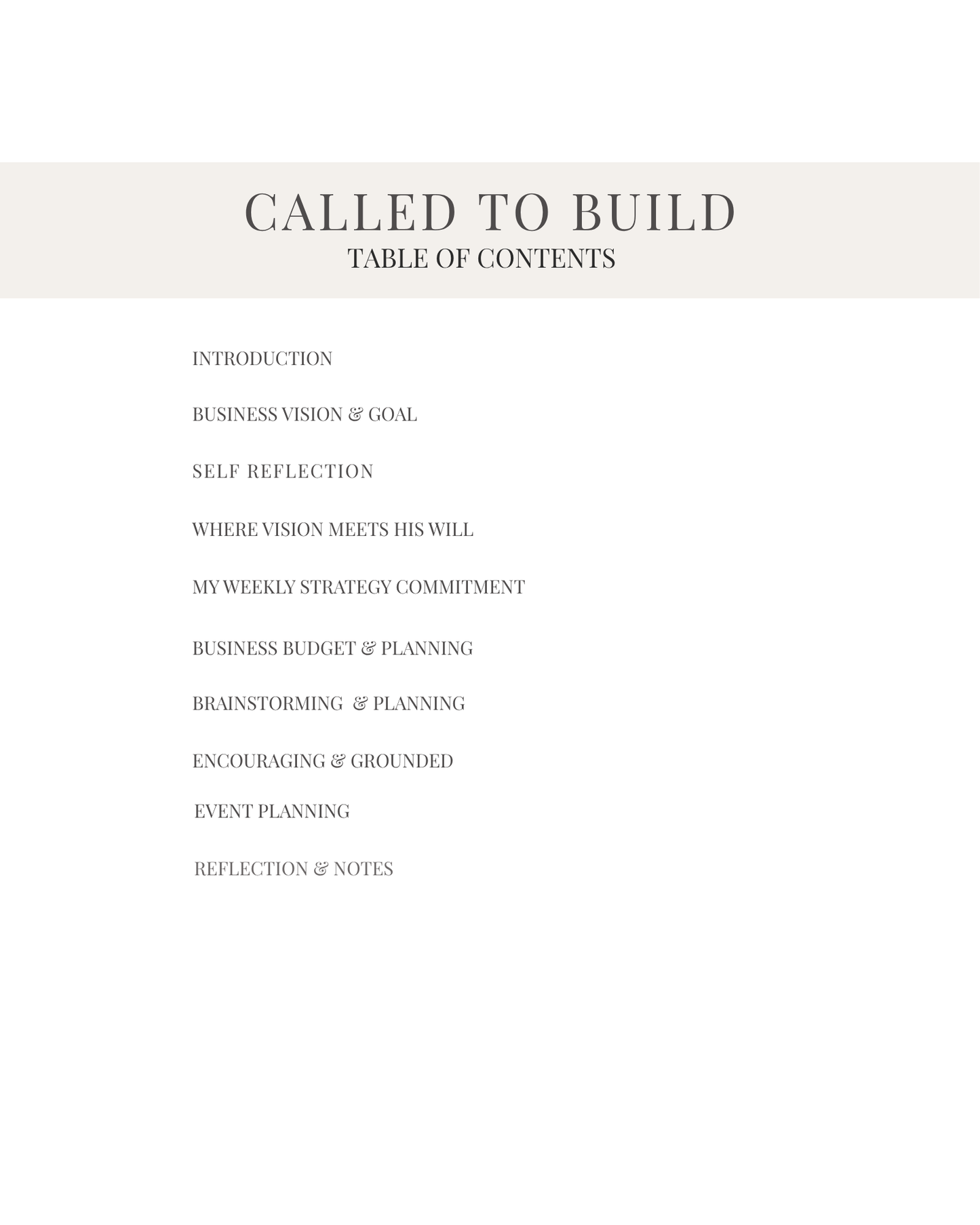 Called To Build Journal